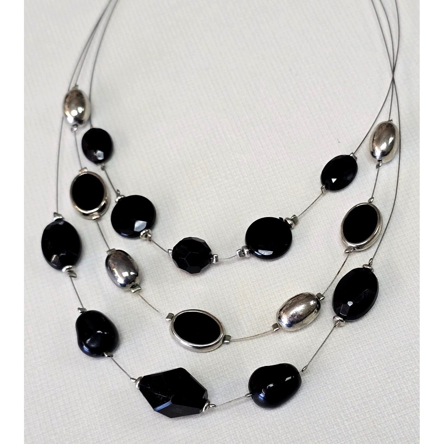 Silver & Black Beaded Necklace