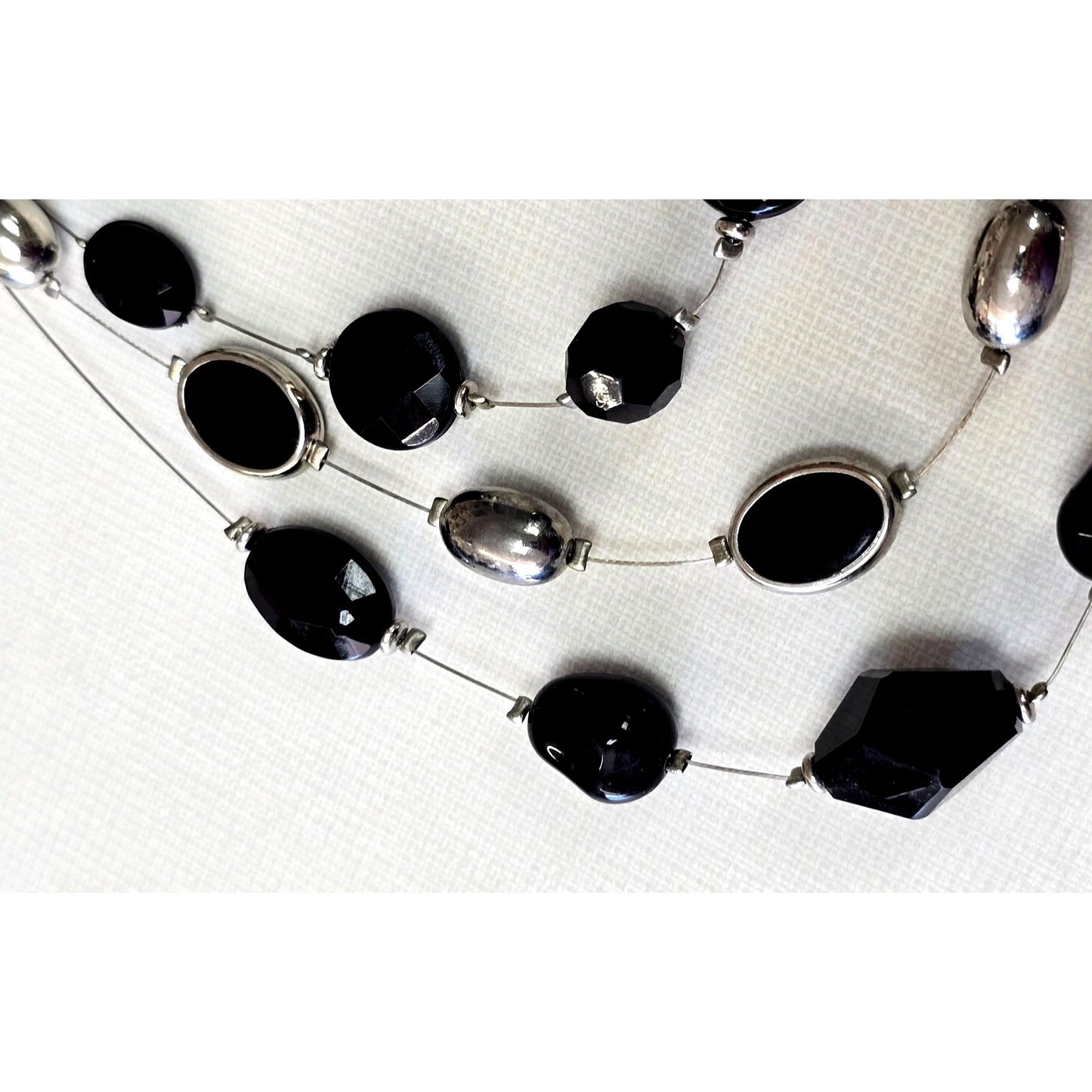 Silver & Black Beaded Necklace