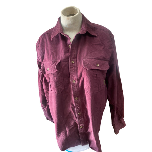 Guide Series Mens Large Maroon Long Sleeve Button-Up Shirt With Dual Chest Pockets