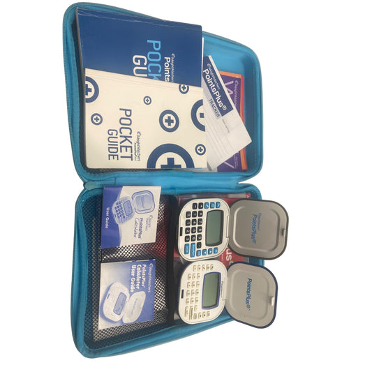 Weight Watchers PointsPlus Calculator Set W/ Guides & Case Blue