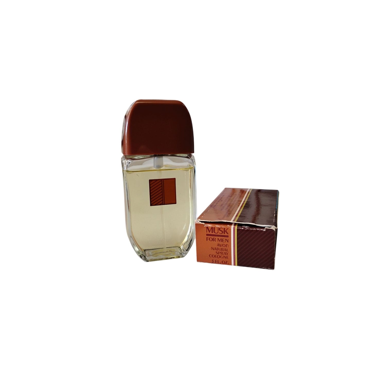 Musk For Men Cologne Avon1.1 Fl Oz Vintage Glass Bottle & Box