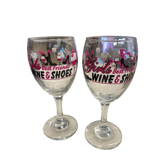 Girls Best Friends Wine & Shoes Stemmed Wine Glass Set