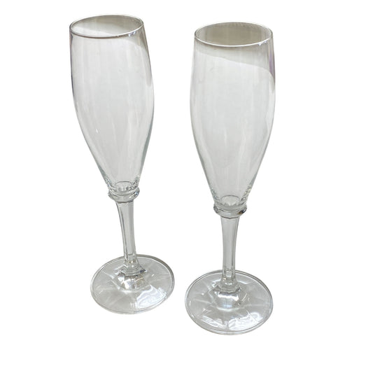 Clear Glass Champagne Flutes Set Of 2