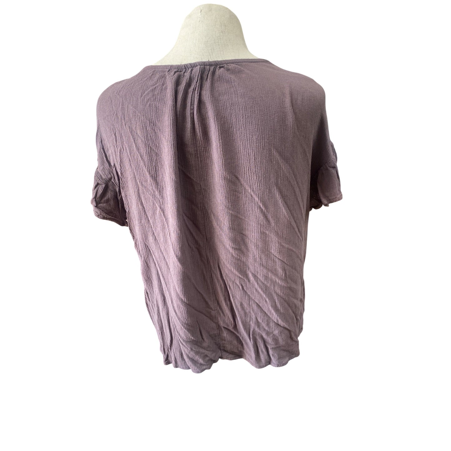 Maurices Womens Boho Blouse Large With Lace Detail & Tie Neck