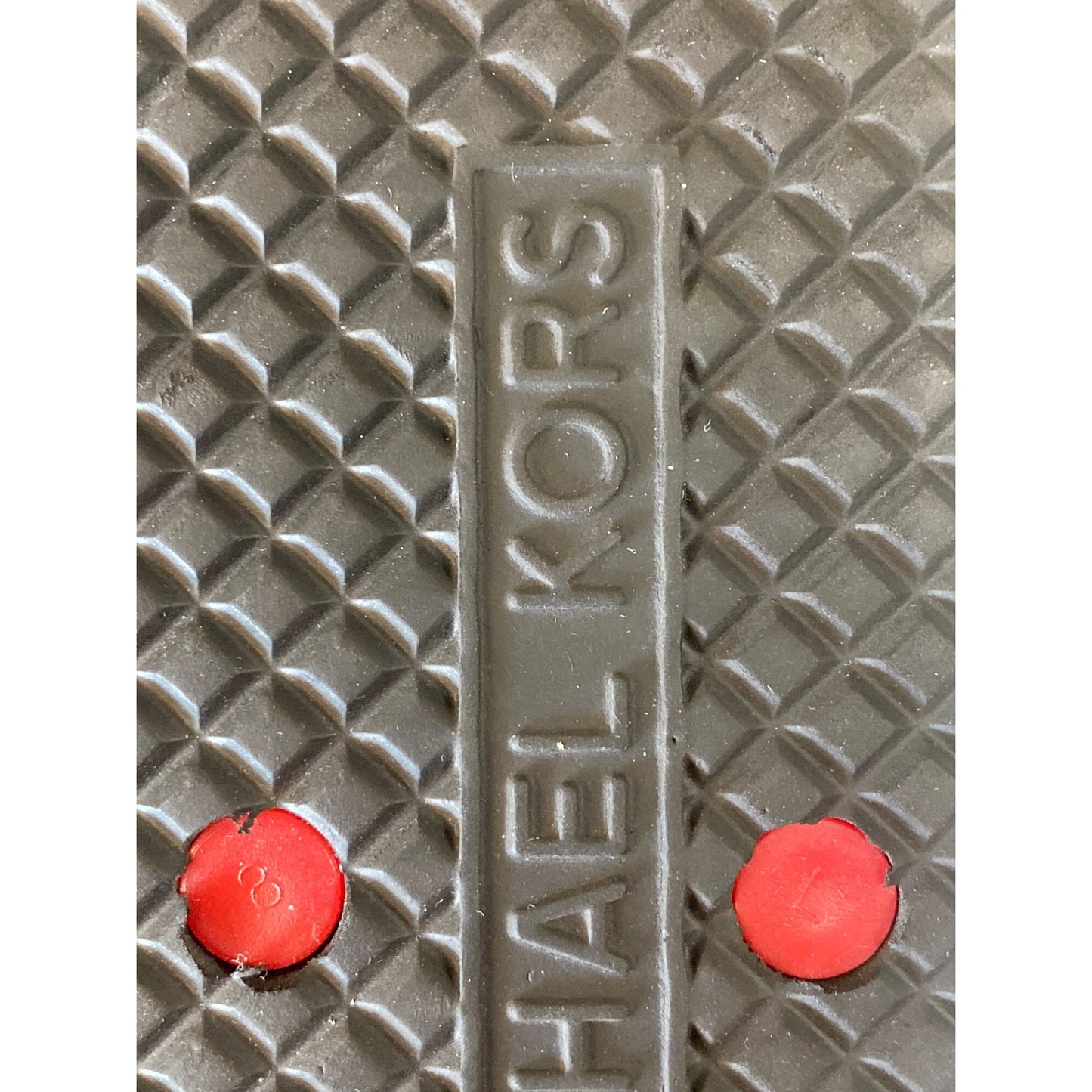 Michael Kors Womens Red & Multicolor Flip-Flops With Gold MK Logo Size 8