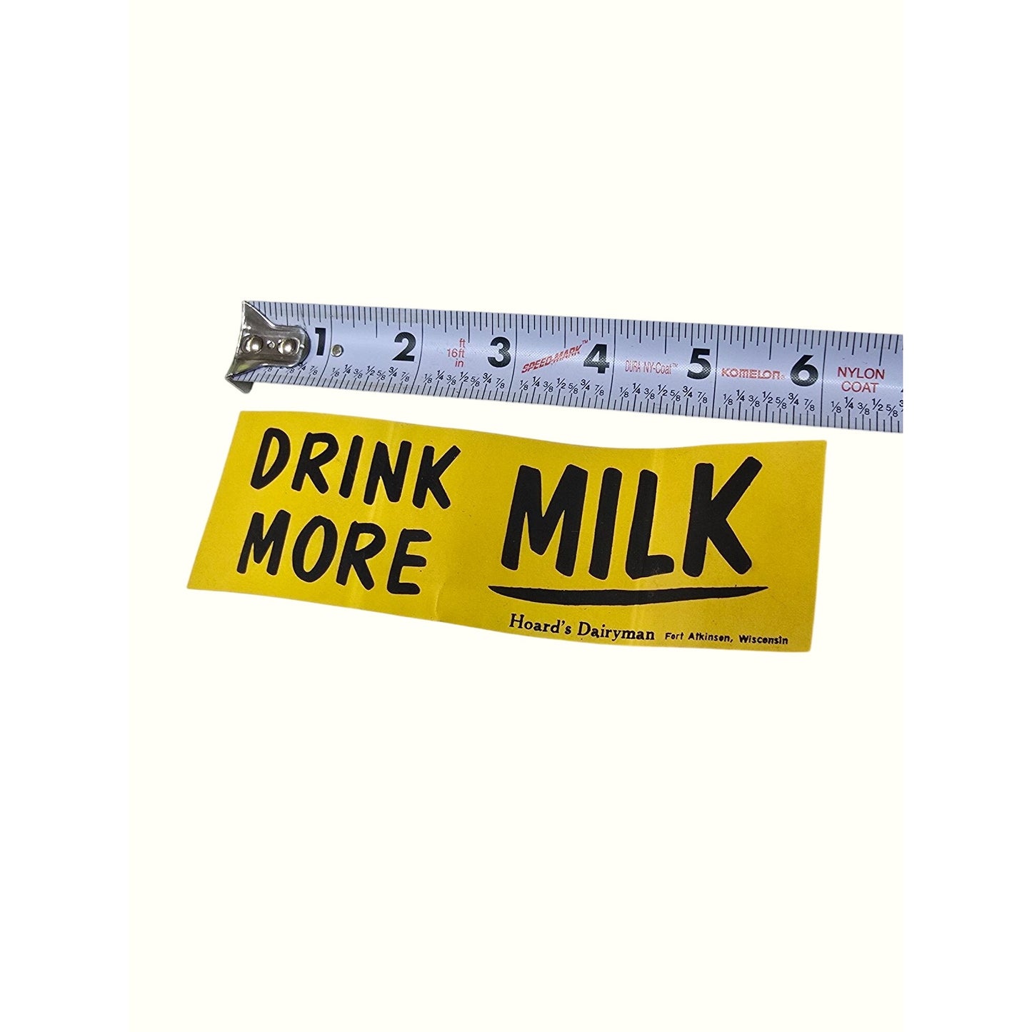 Vintage Hoards Dairyman "Drink More Milk" Yellow Paper Advertising Sticker