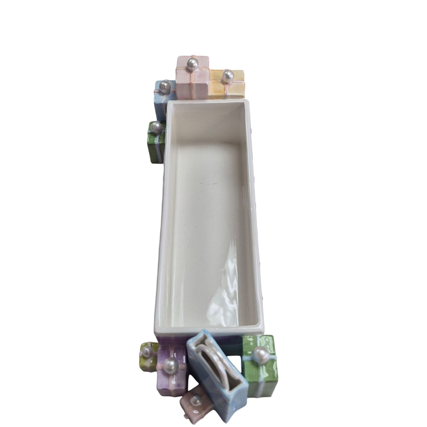 Avon 2004 Holiday Cracker Server Gift Collection Ceramic Centerpiece With Presents Design