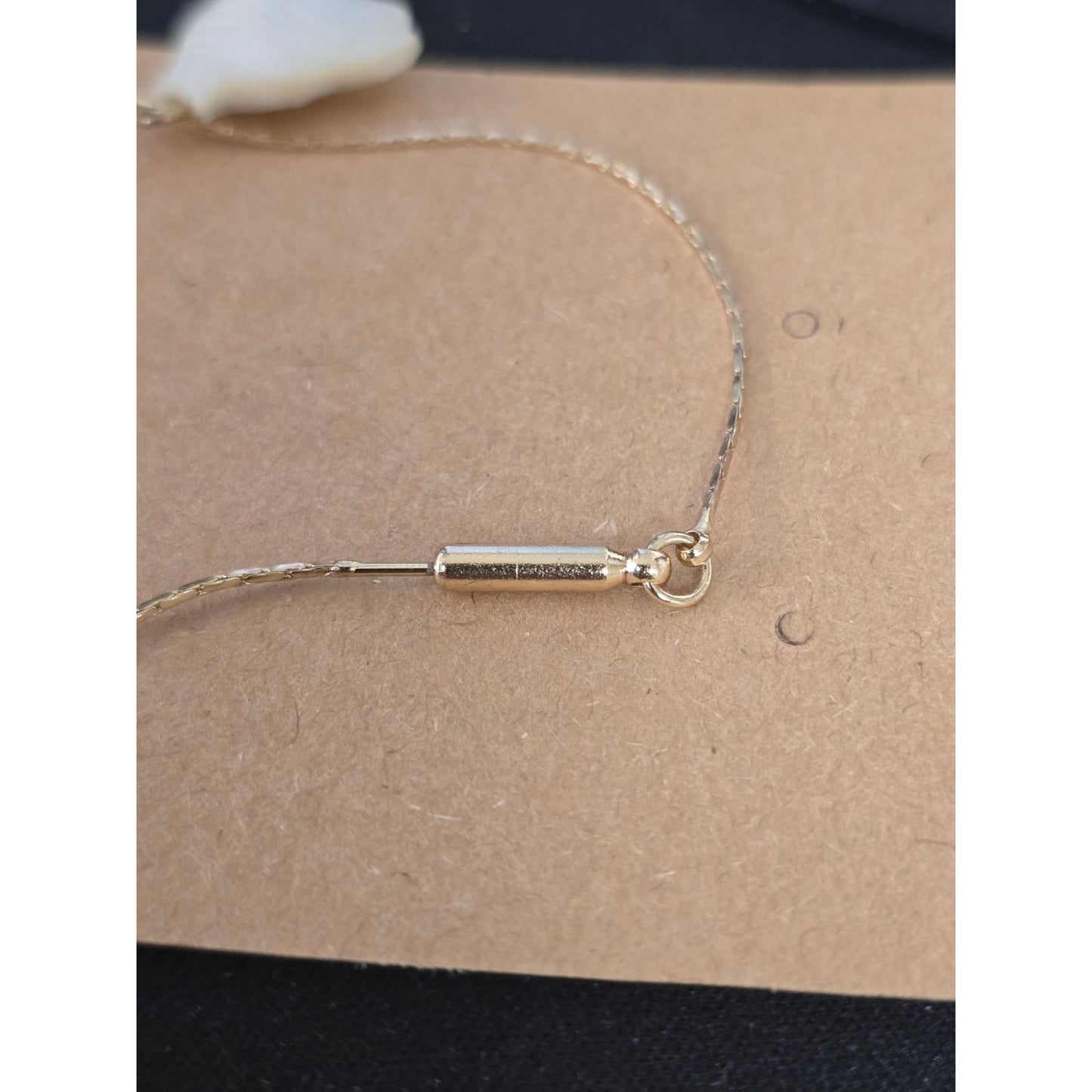 Carved Mother‑of‑Pearl Fish Pendant on 24" Gold Tone Chain Vintage Iridescent