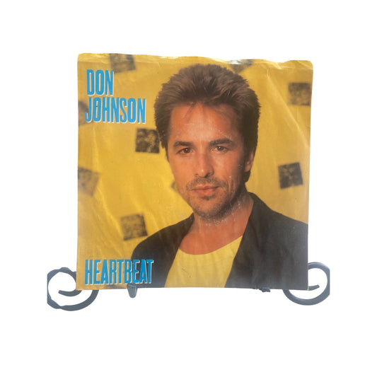 Vintage Epic 45 RPM Vinyl Record Don Johnson "Heartbeat" & "Cant Take Your Memory" With Original Sleeve