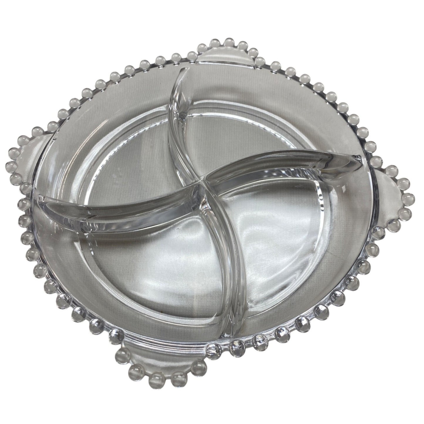 Vintage Candlewick Clear Glass Divided Serving Plate