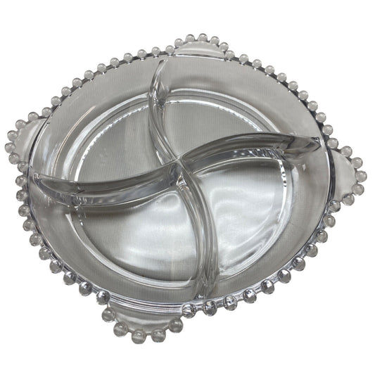 Vintage Candlewick Clear Glass Divided Serving Plate