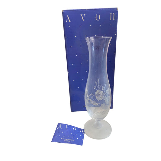 Avon Hummingbird Crystal Bud Vase