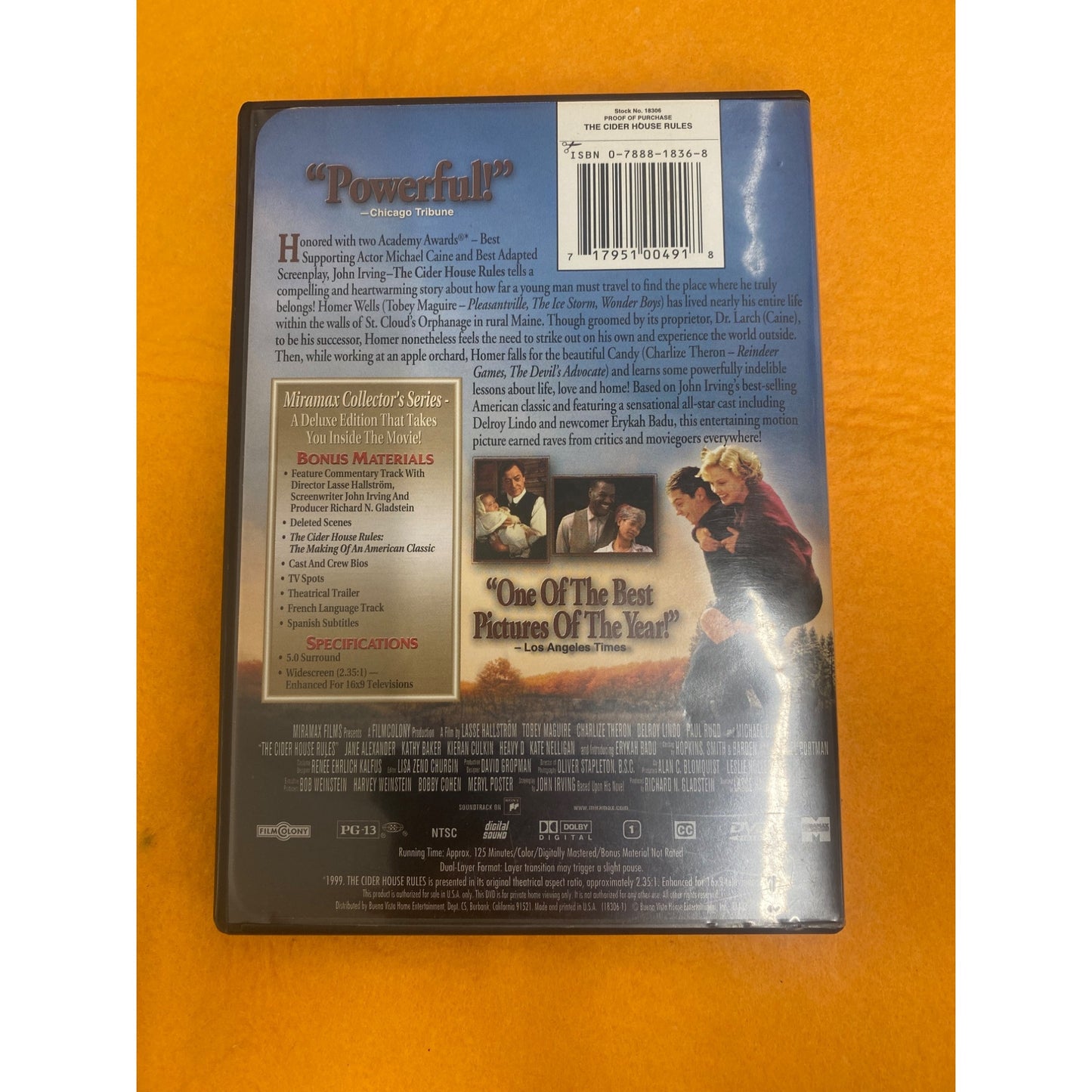 The Cider House Rules DVD Miramax Collectors Series Academy Award Winner Best Supporting Actor & Screenplay