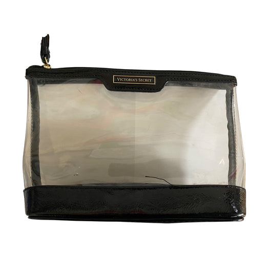 Victorias Secret Clear PVC Makeup Bag With Black Patent Leather Trim