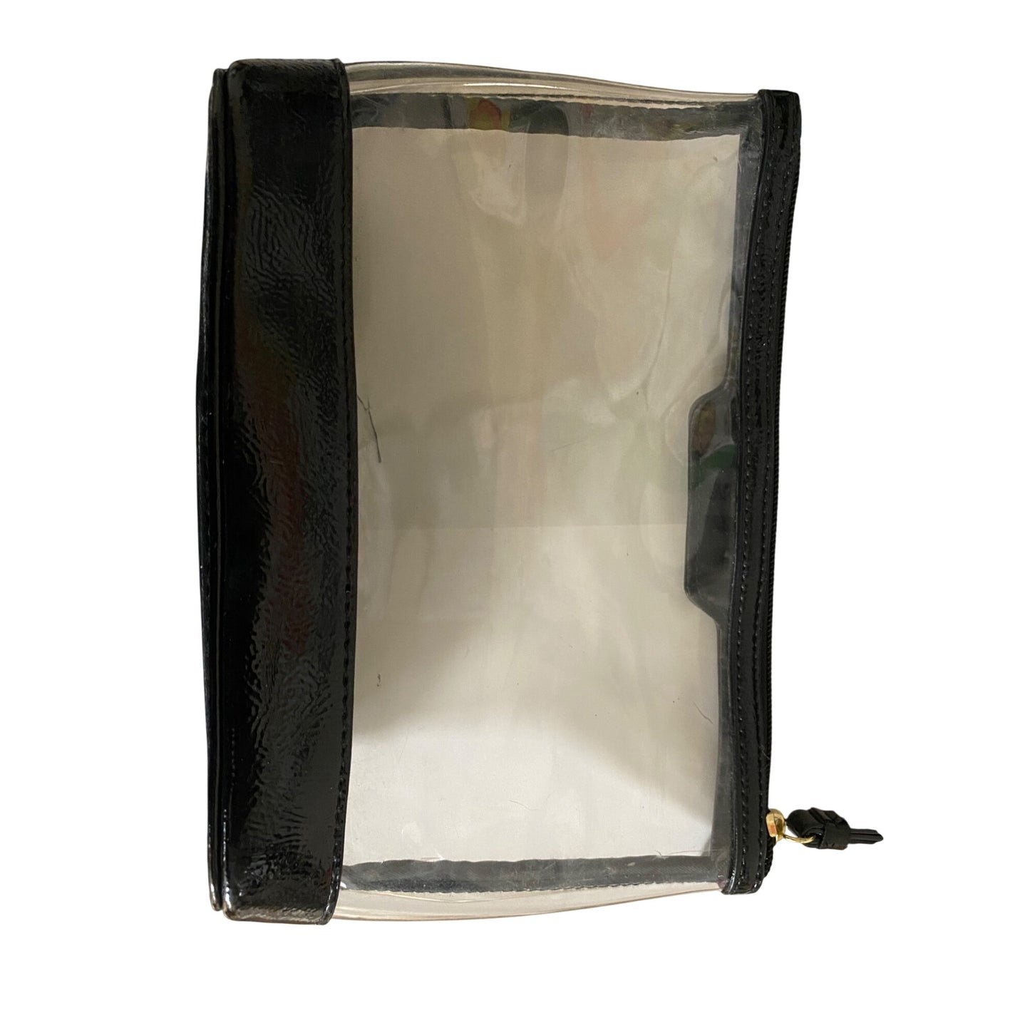 Victorias Secret Clear PVC Makeup Bag With Black Patent Leather Trim