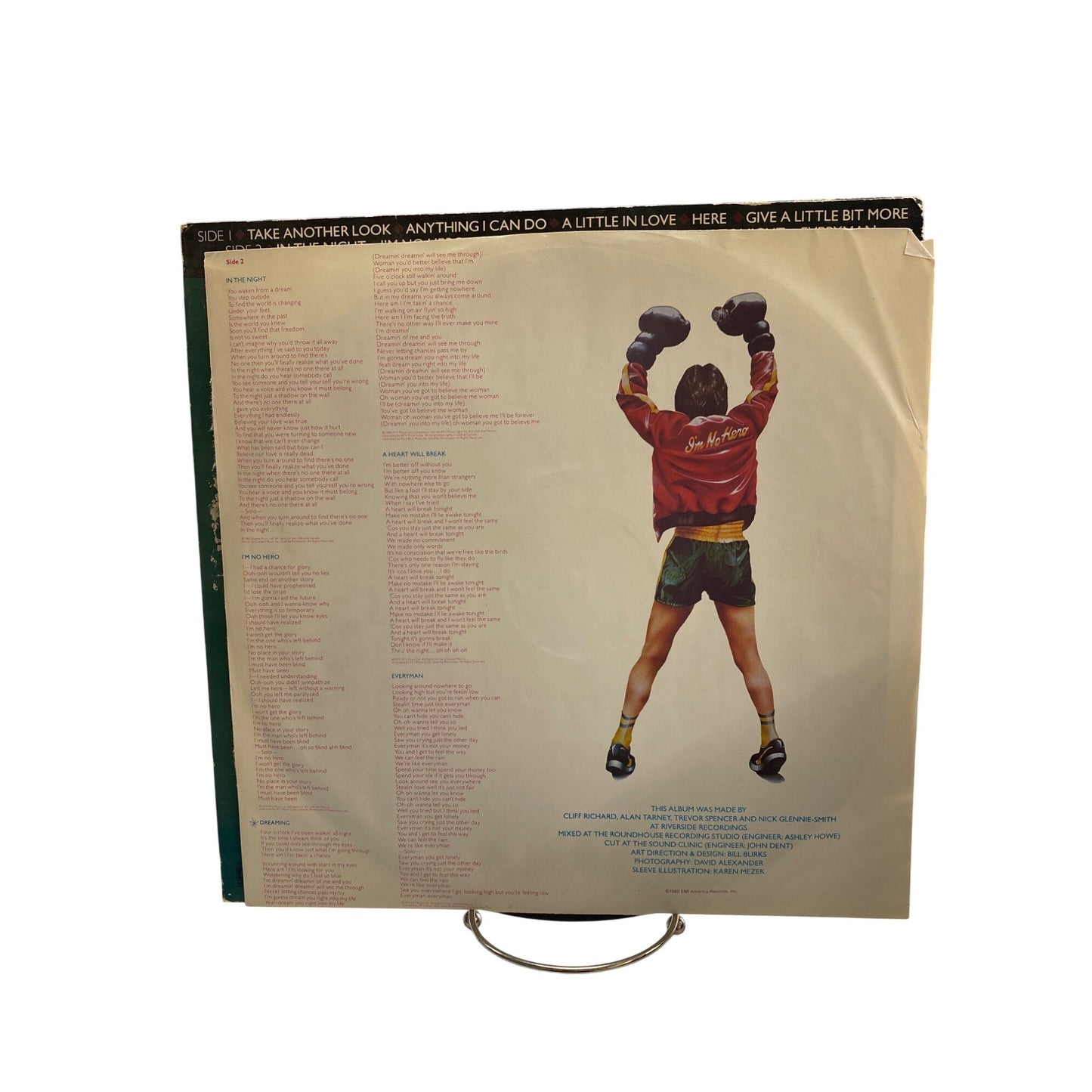 Cliff Richard "Im No Hero" Vinyl LP Album EMI America 1980 Pop Rock Retro Collectible Record With Lyrics & Sleeve