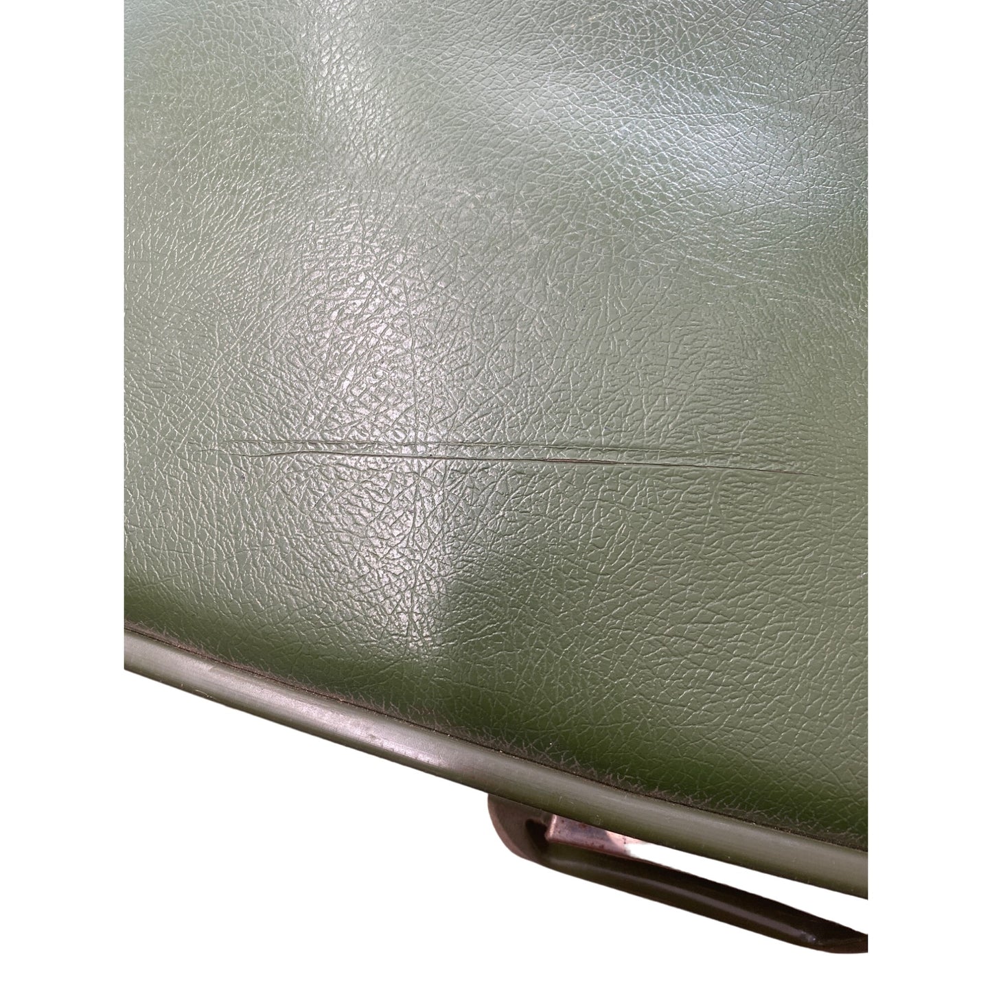 Vintage Green Vinyl Suitcase With Beige Interior