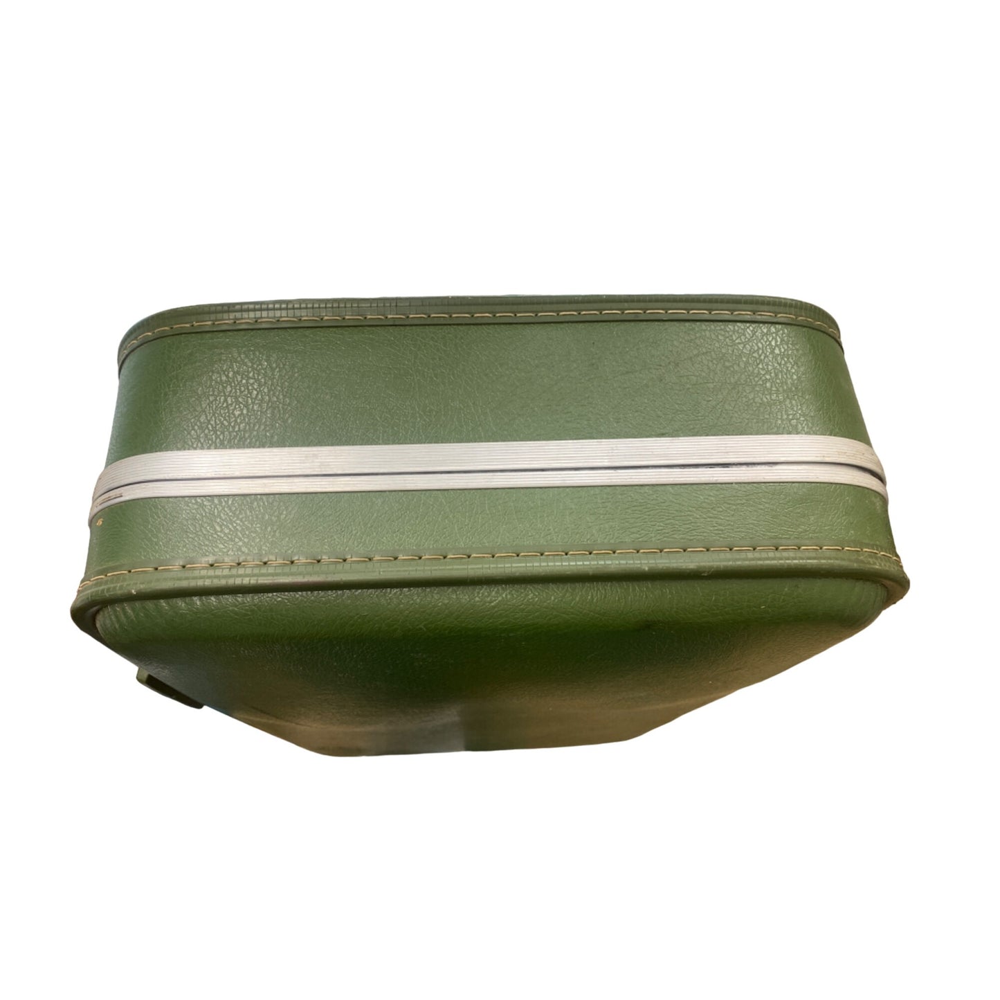 Vintage Green Vinyl Suitcase With Beige Interior