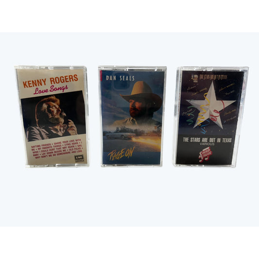 Kenny Rogers Dan Seals & Various Artists Cassette Tapes - Love Songs Rage On The Stars Are Out In Texas