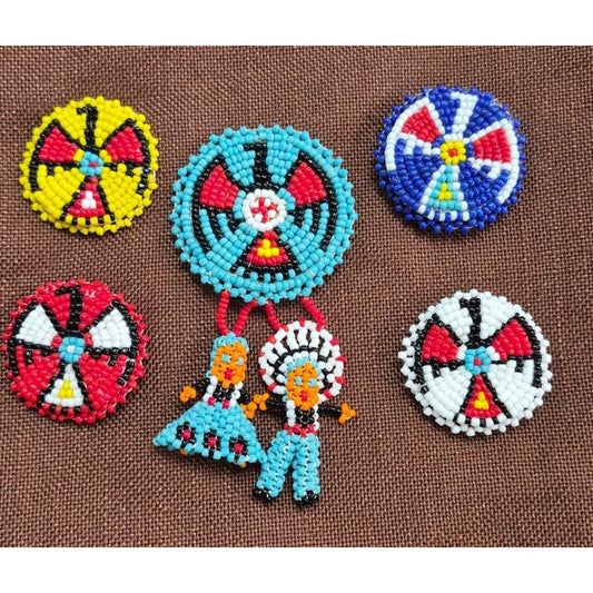 Seed Bead Button Covers Southwest Native American Art Clothing Set 5
