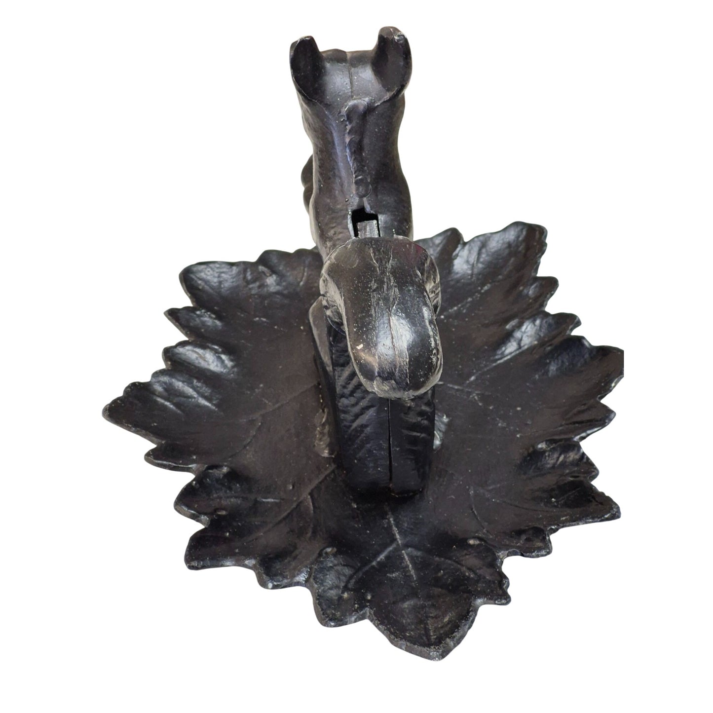 Cast Iron Squirrel Nutcracker Decorative Collectible With Leaf Base