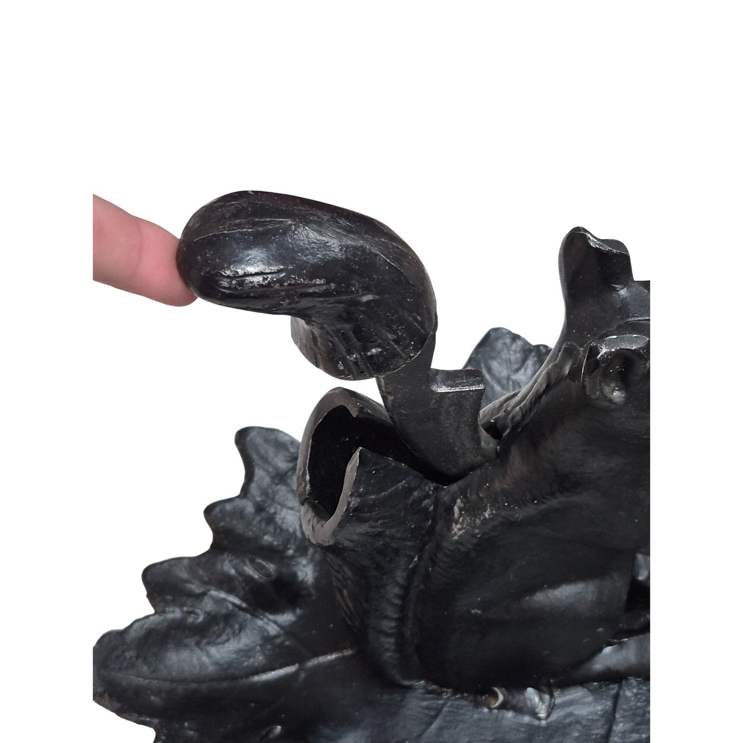 Cast Iron Squirrel Nutcracker Decorative Collectible With Leaf Base