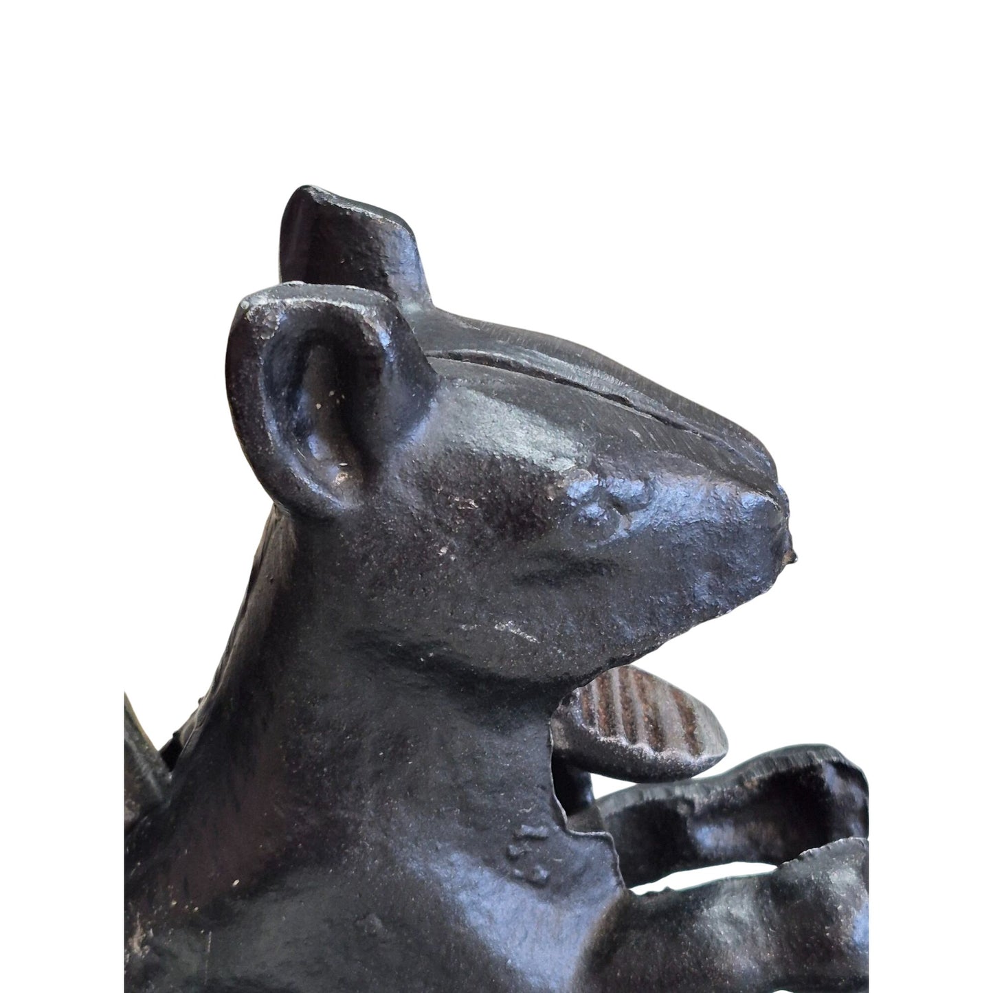 Cast Iron Squirrel Nutcracker Decorative Collectible With Leaf Base