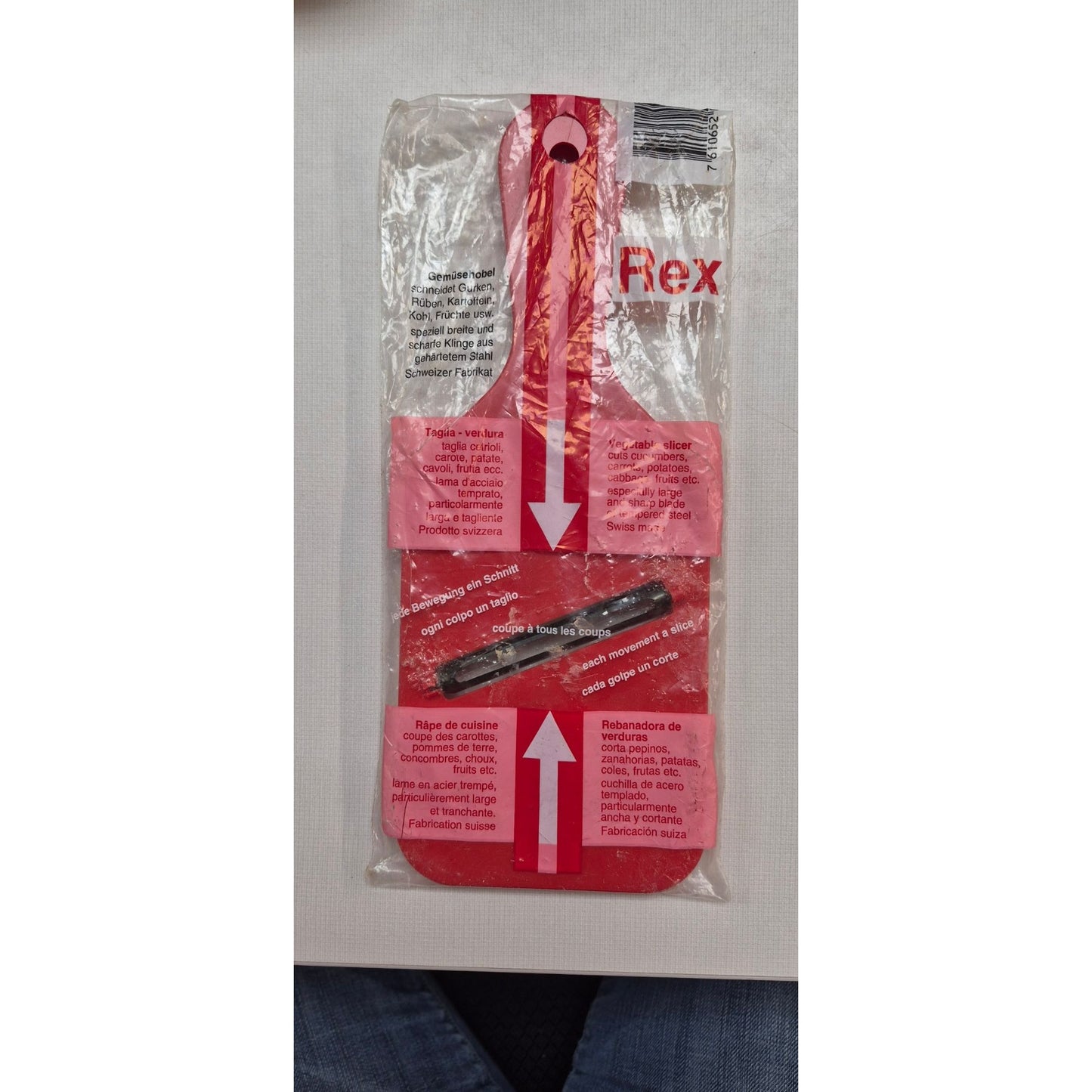 Swiss-Made Rex Red Kitchen Mandoline Vegetable Slicer With Stainless Steel Blade
