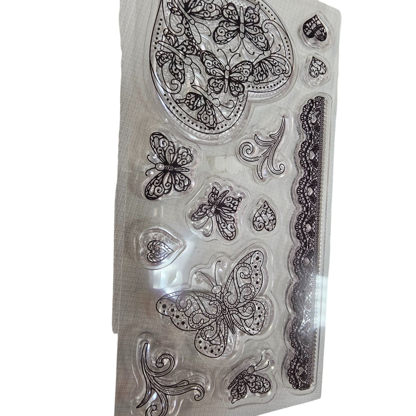 Clear Stamps Butterflies Hearts & Sentiments