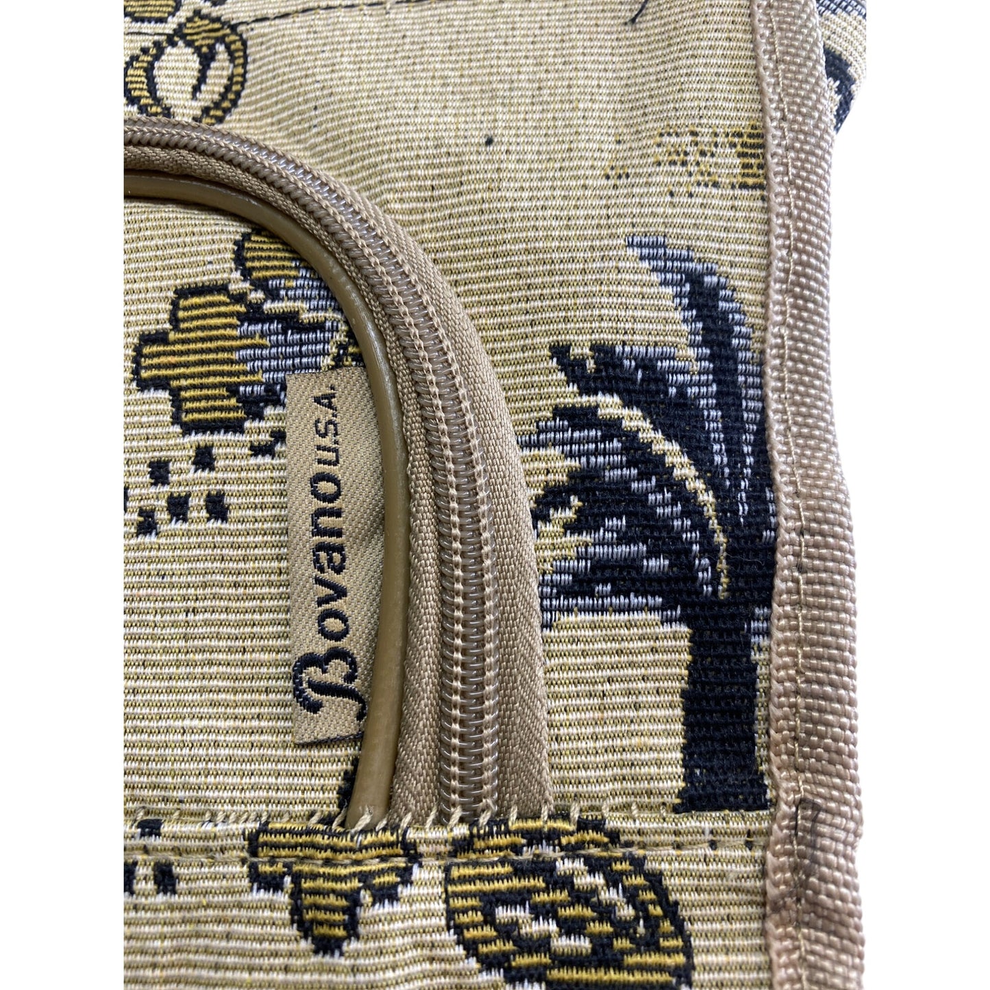 Vintage Bovano Hawaiian-Themed Tote Bag With Zippered Pocket & Dual Handles