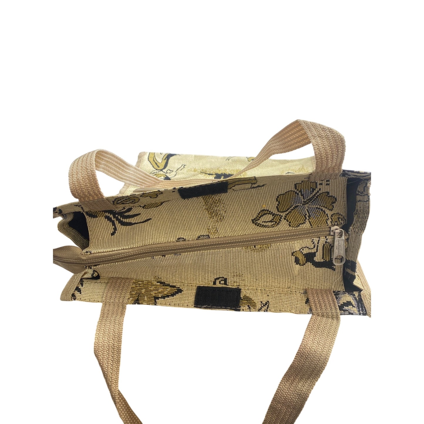 Vintage Bovano Hawaiian-Themed Tote Bag With Zippered Pocket & Dual Handles