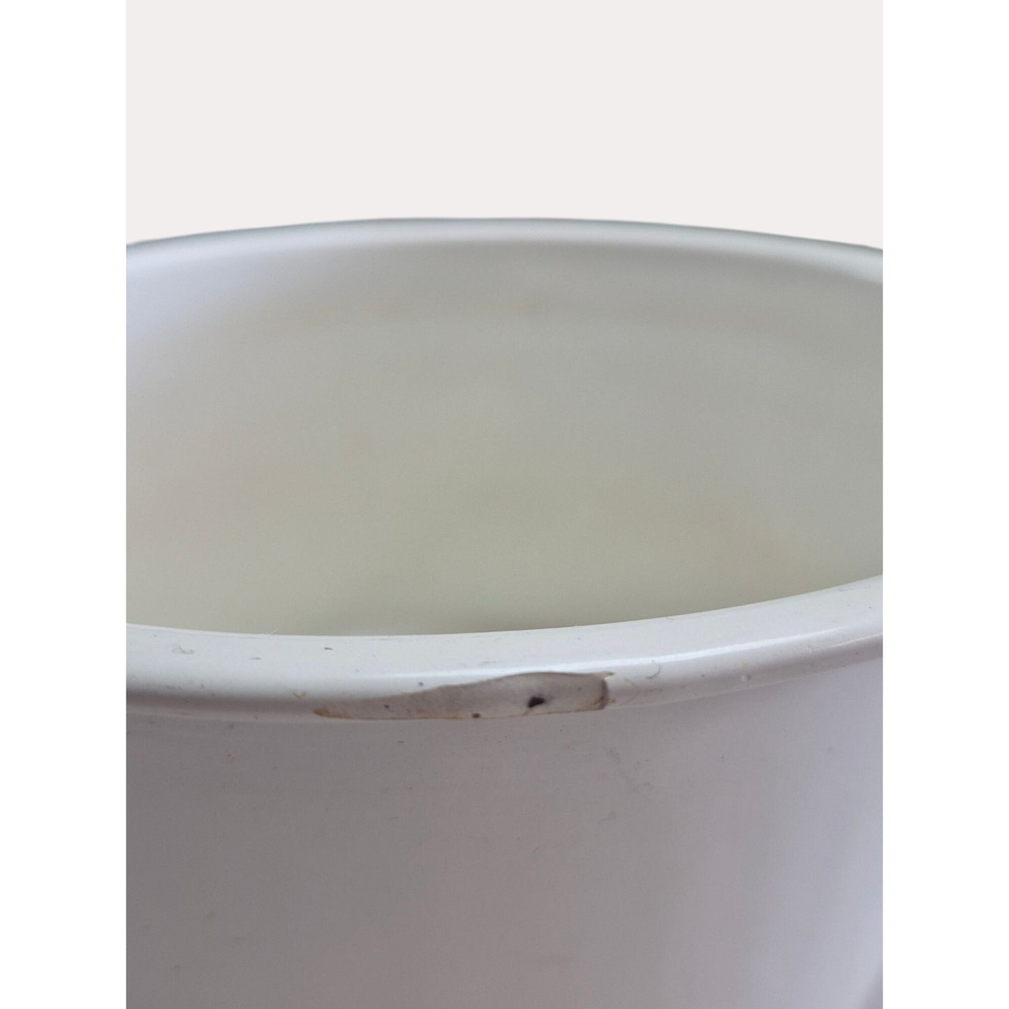 Vintage White Enamelware Saucepan Set Of 2 With Black Handles