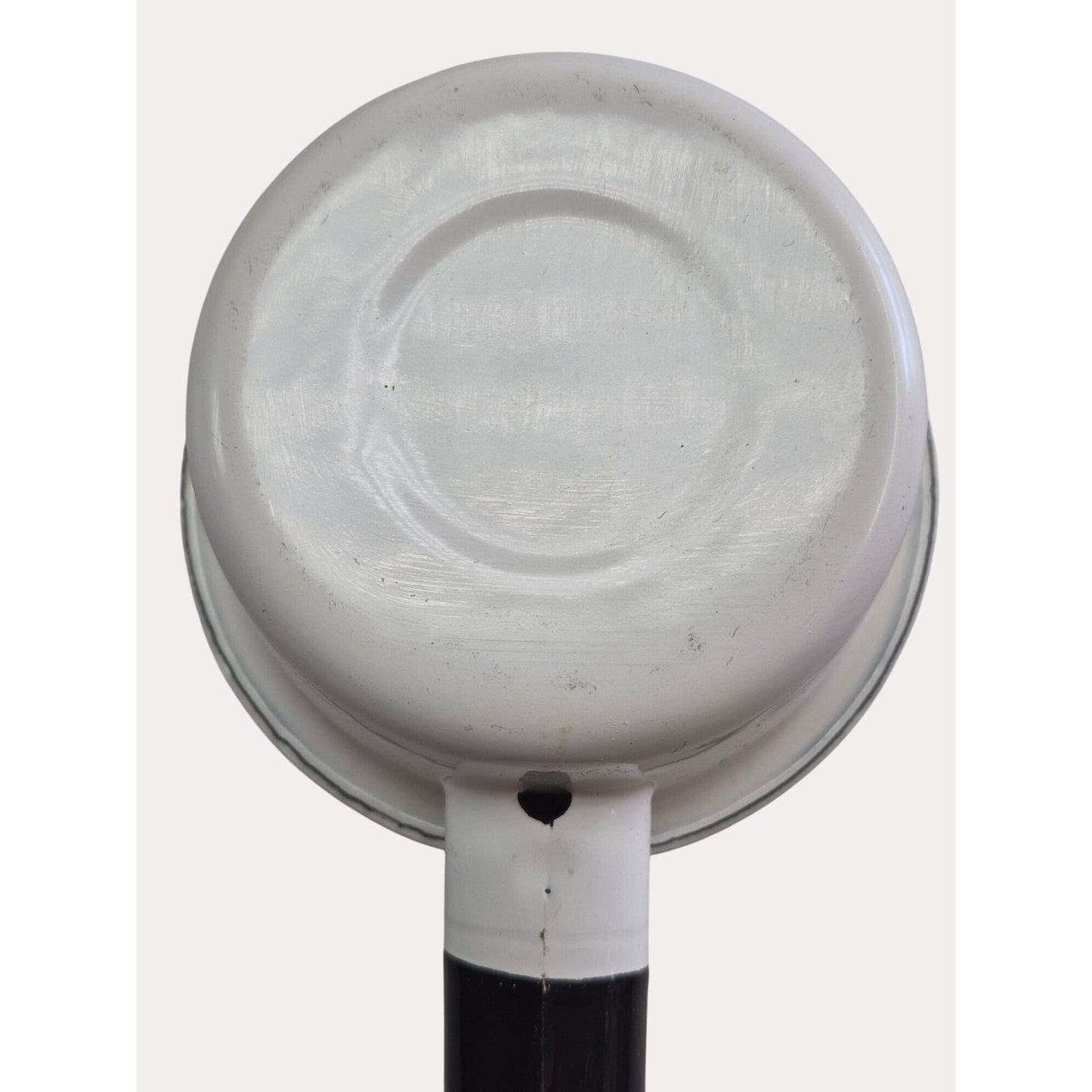 Vintage White Enamelware Saucepan Set Of 2 With Black Handles