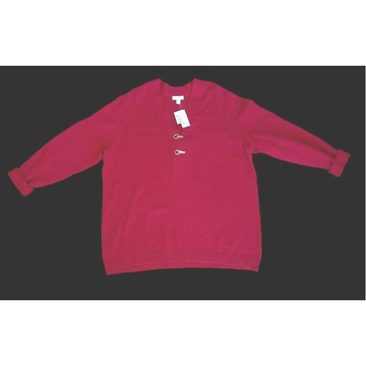 New With Tags Charter Club Women Cotton Henly Red Amore Pullover Sweater Petite