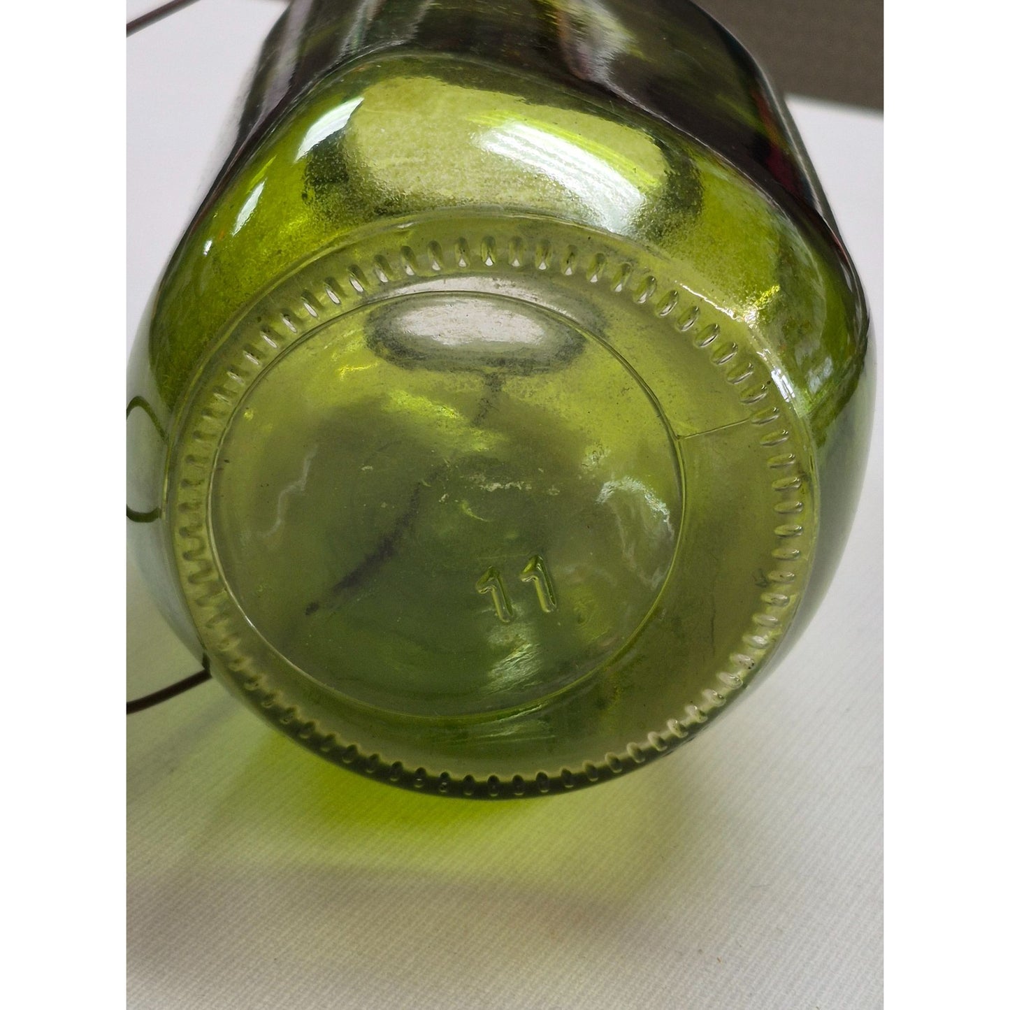 Vintage Green Glass Jar With Wire Handle