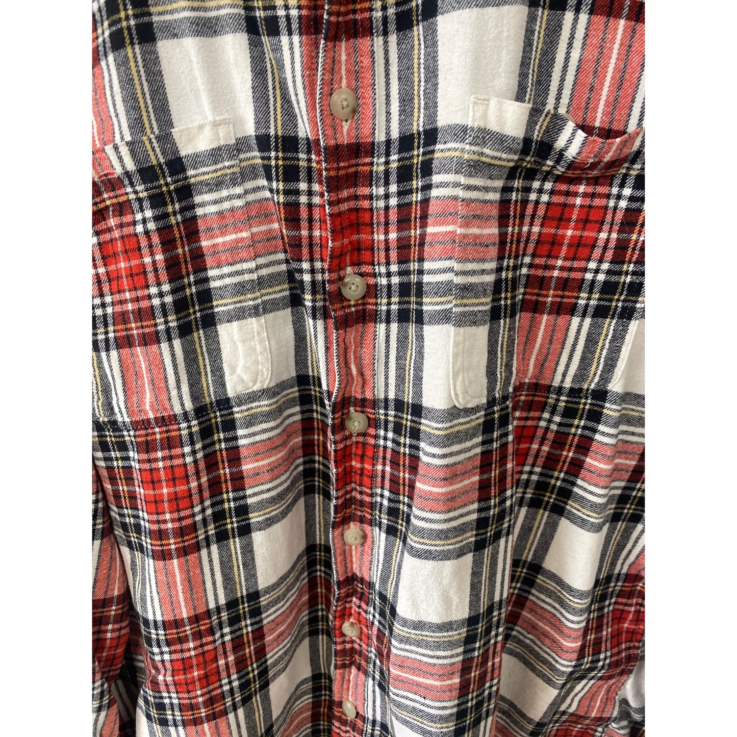 Sonoma Plaid Flannel Shirt XL Red/White/Blue Cotton Blend Button-Up Long Sleeve