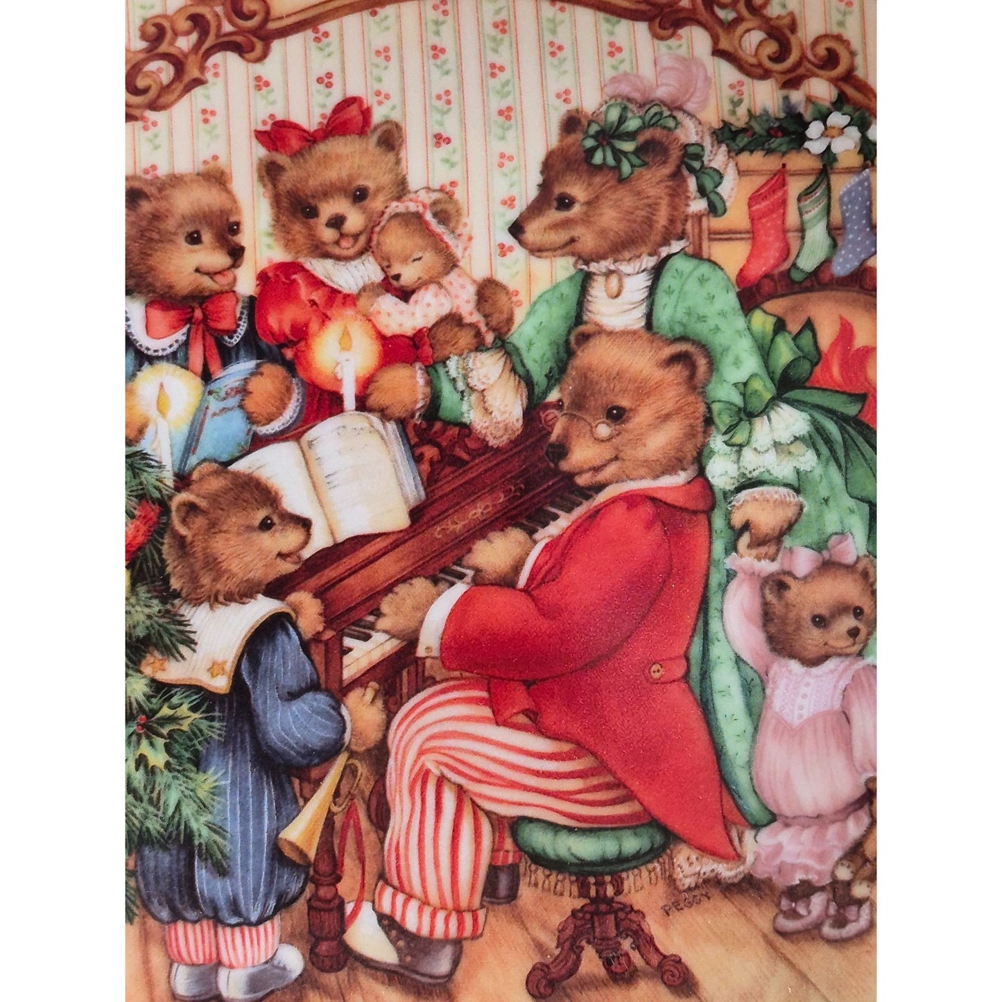 1989 Avon "Together For Christmas" Collectors Plate Porcelain Trimmed 22K Gold Holiday Decor