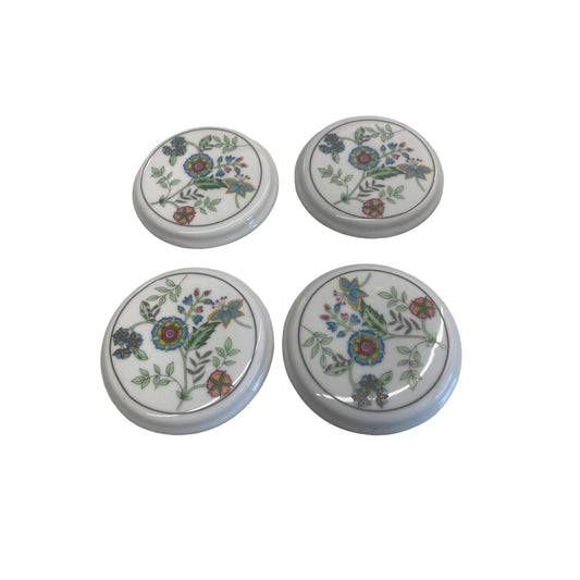 Set Of 4 Floral Ceramic Tea Cup Covers With Elegant Floral Print