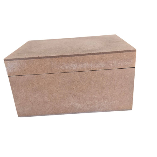 Wooden Hinged Rectangular Storage Box With Black Trim - Rustic Design