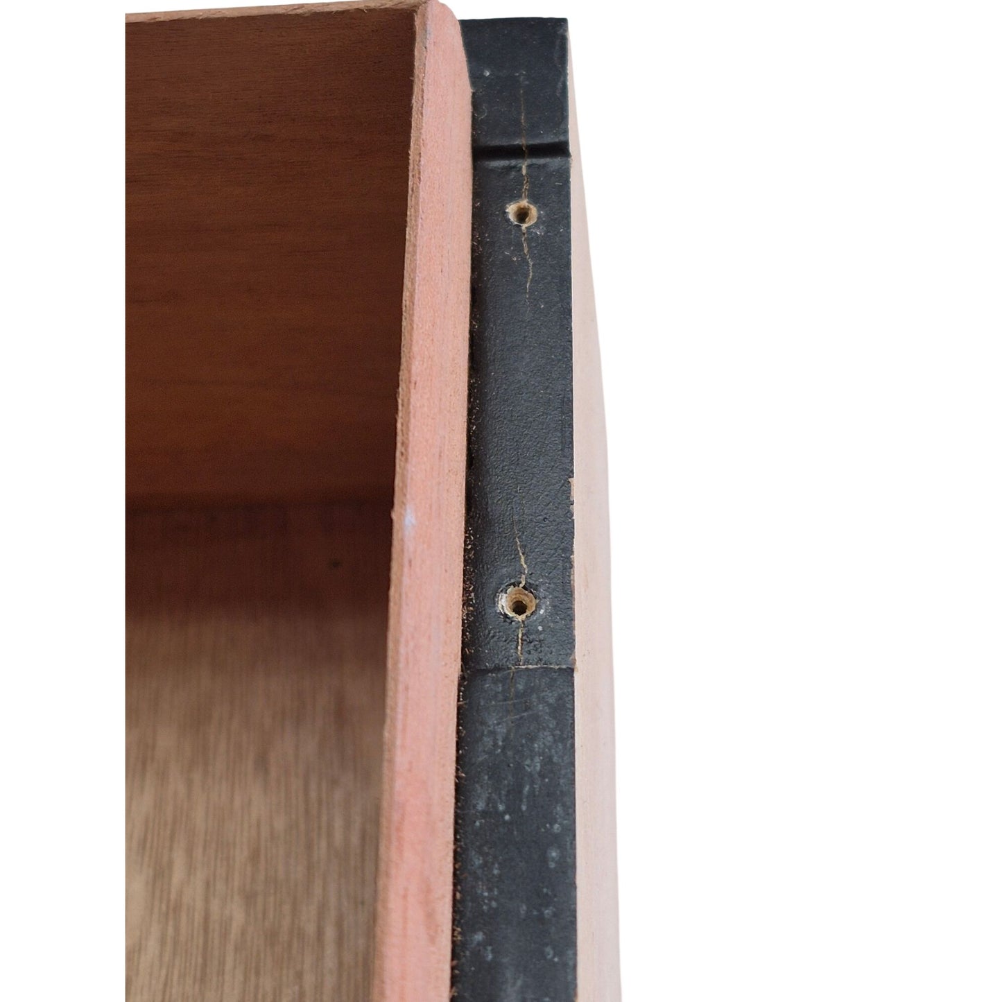 Wooden Hinged Rectangular Storage Box With Black Trim - Rustic Design