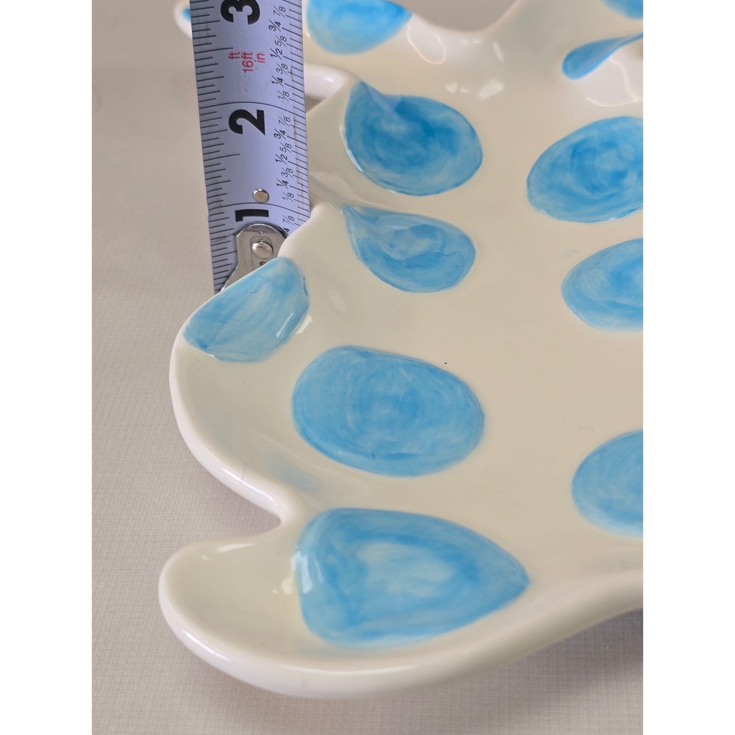 Easter Bunny Blue Polka Dot Watercolor Ceramic Serving Dish Treats Decor