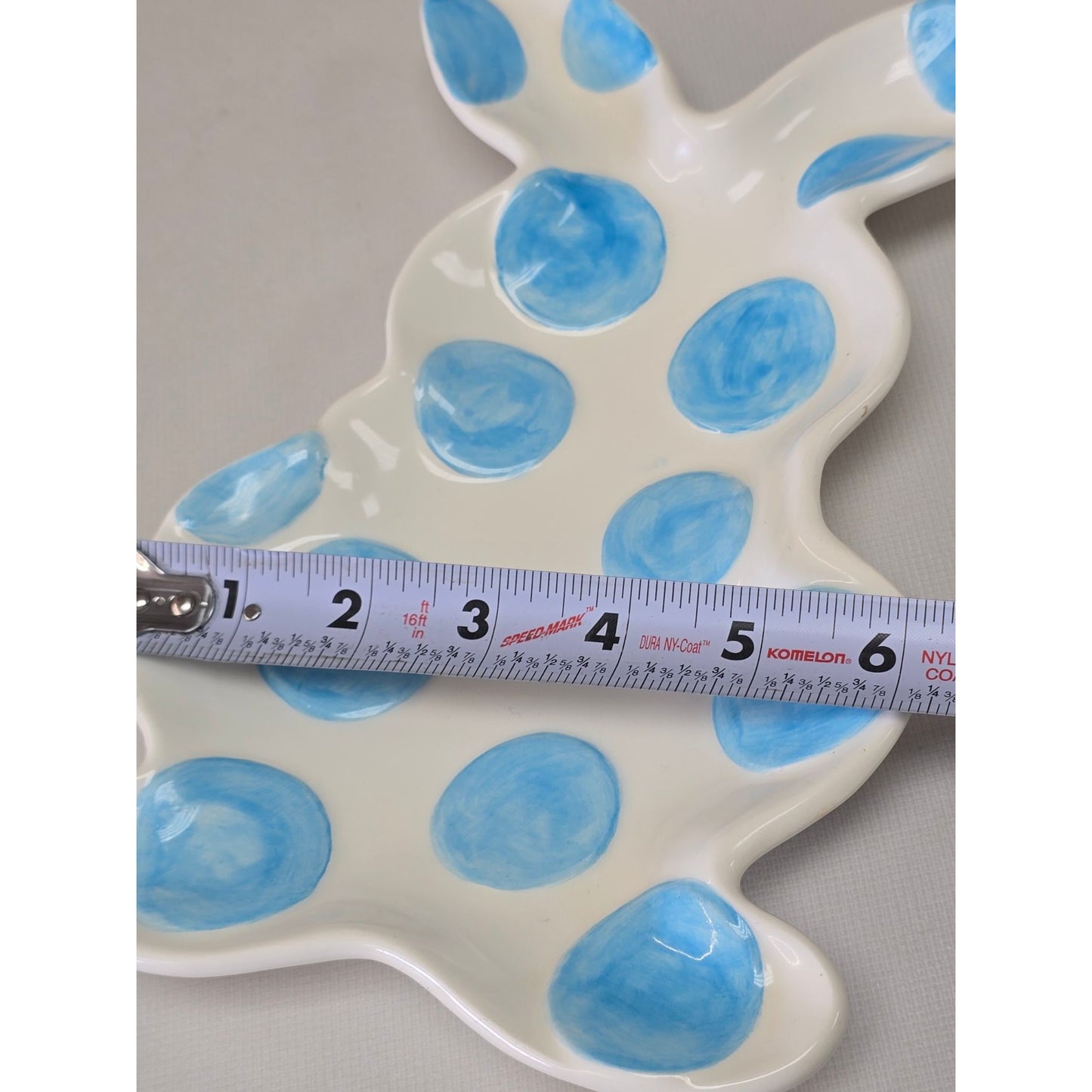 Easter Bunny Blue Polka Dot Watercolor Ceramic Serving Dish Treats Decor