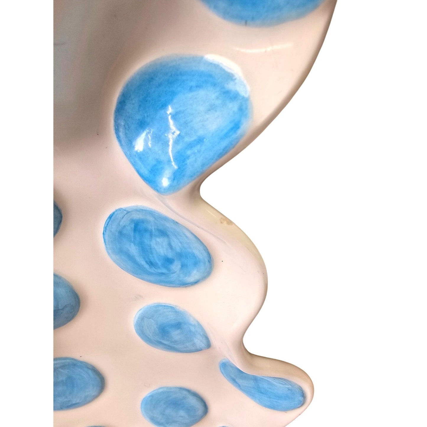 Easter Bunny Blue Polka Dot Watercolor Ceramic Serving Dish Treats Decor