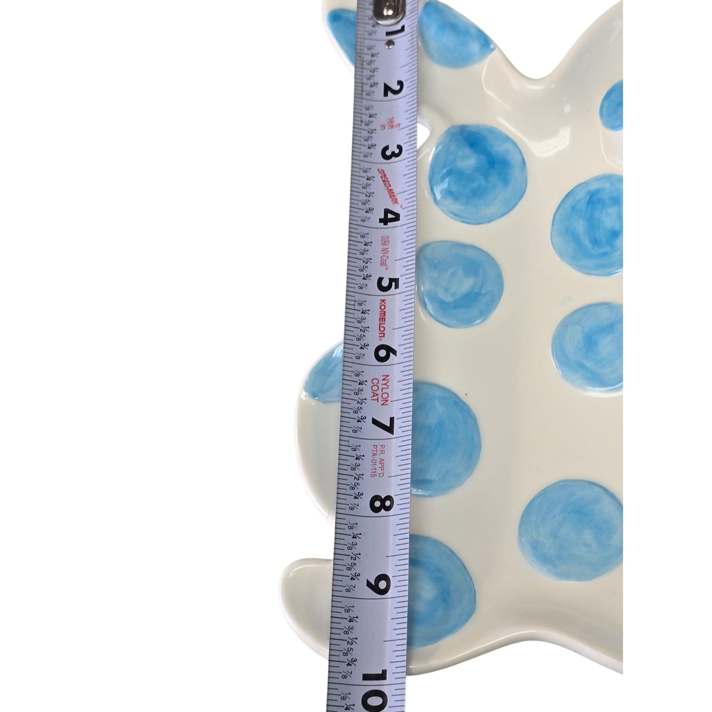 Easter Bunny Blue Polka Dot Watercolor Ceramic Serving Dish Treats Decor