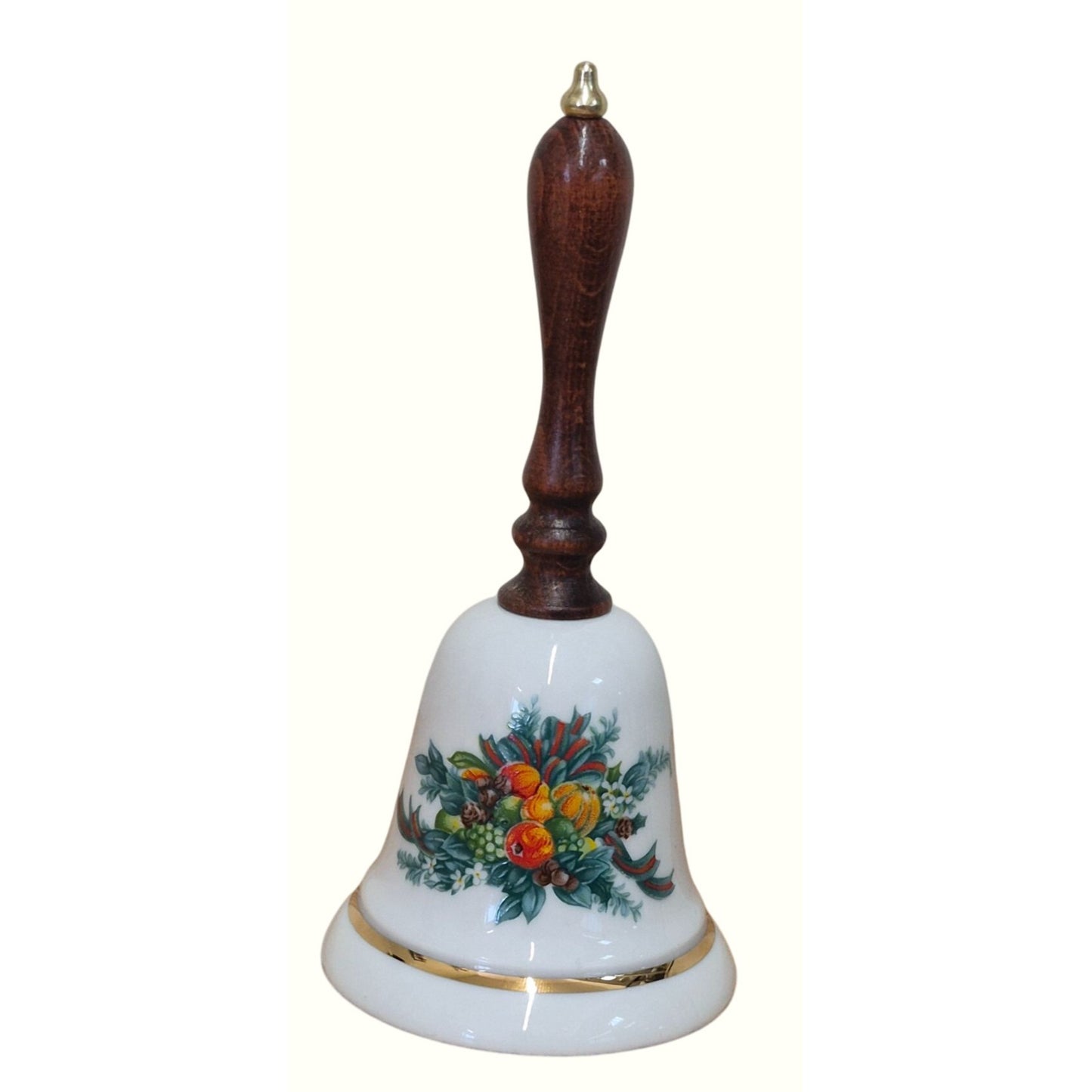 Avon 1985 Christmas Bell Porcelain & Wood Collectible With Box