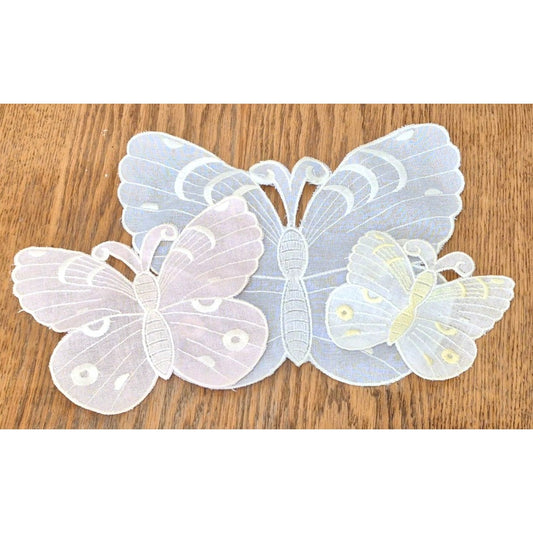 Delicate Butterfly Embroidered Appliques Pastel Fabric Craft Embellishments