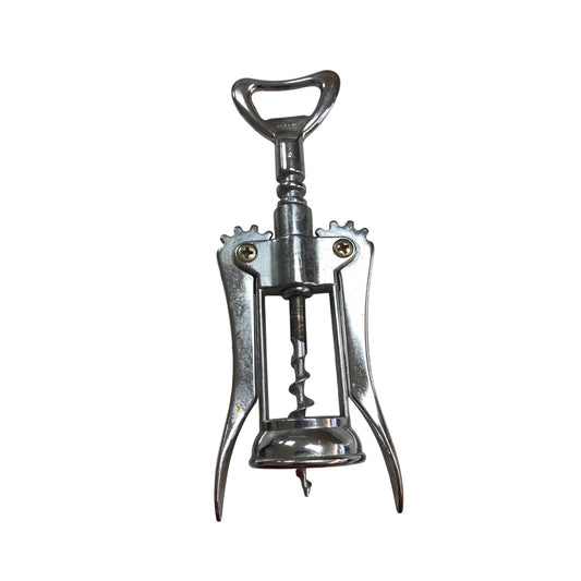 Heavy-Duty Italian Corkscrew Bottle Opener With Winged Lever Design & Dual Functionality