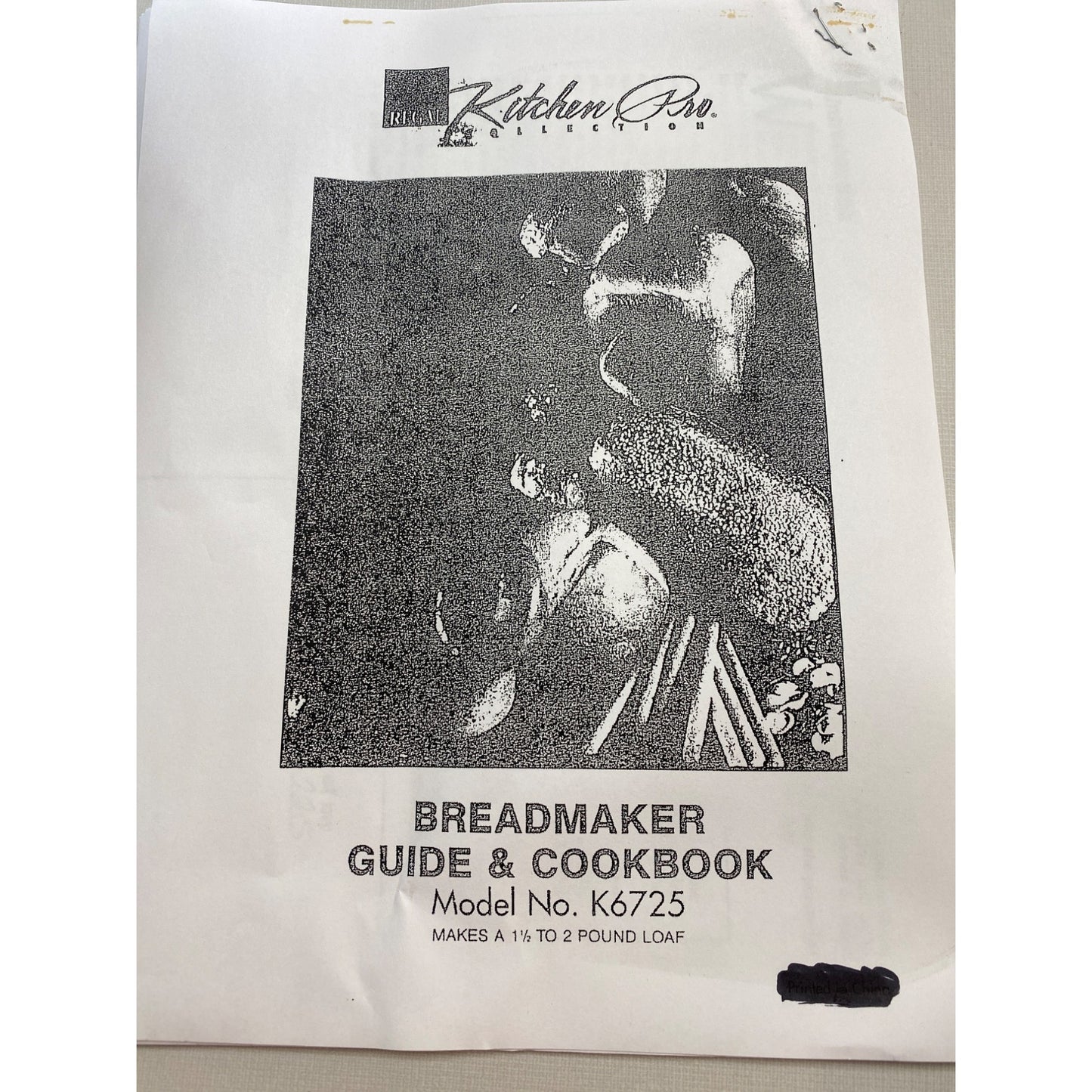 Regal Kitchen Pro #K6725 Breadmaker w Manual & Cookbook 2lb Loaf