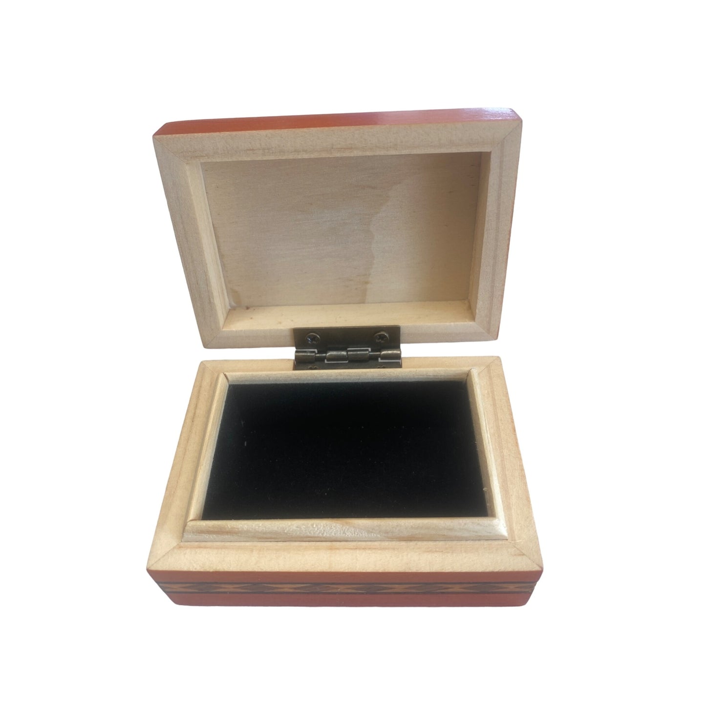 Black Hills SD Wooden Trinket Box With Hinged Lid & Black Lining