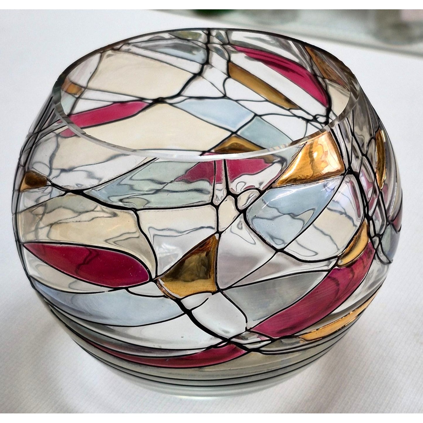 PartyLite Calypso Mosaic-Stained Glass Candle Holder Tealight Made in Romania